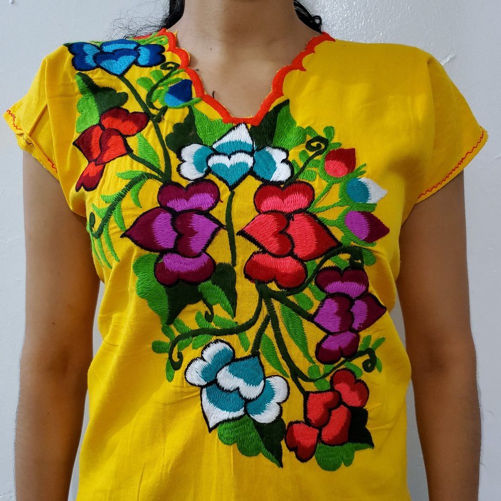 Yellow/multicolor Mexican Artisanal Blouse